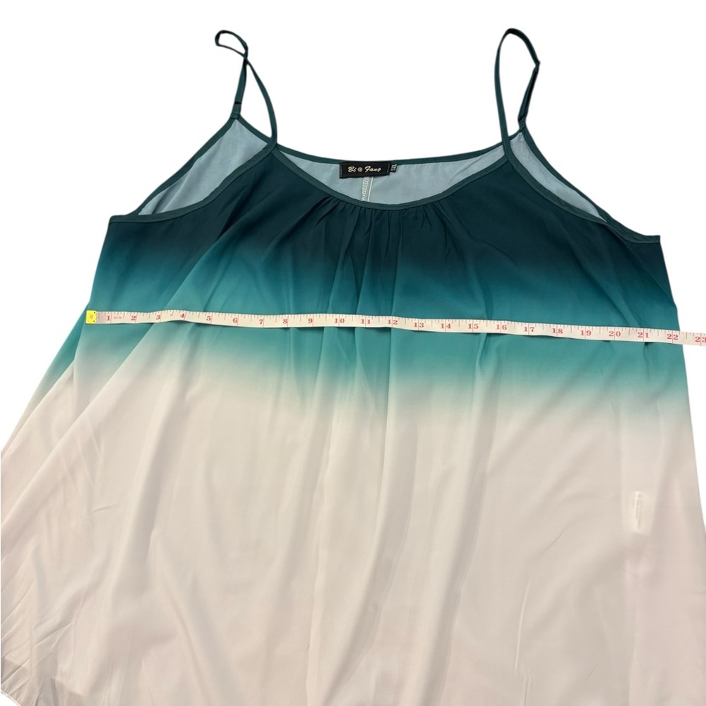 Hombre Green White Tank Top 3X Blouse Spaghetti Strap Pleated Summer Colorful - Picture 10 of 11